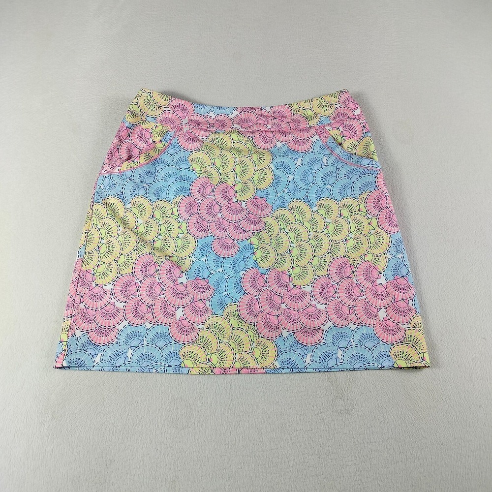 EPNY Skort Womens Small Bermuda Pink Seashells Print Golf Tennis Athletic Active